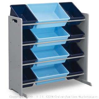 Delta Children Kids Toy Storage Organizer with 12 Plastic Bins, Grey/Blue, Grey/Blue(Retails $63)