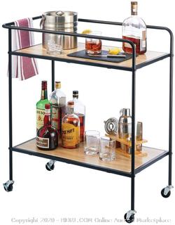 Roll over image to zoom in 2 VIDEOS mDesign Portable Rolling Bar Cart Organizer Trolley with Easy-Glide Wheels and 2 Multipurpose Heavy-Duty Shelves (online $80) items on cart not included