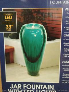 Alpine cascading fountain collection jar fountain with LED lights (powers on)(Retails $183)