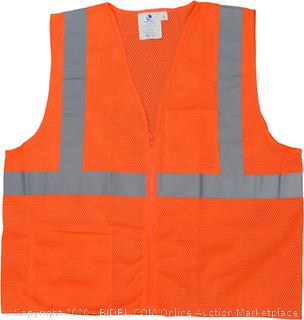 Azusa Safety SVOZ2 XXL 01 High Visibility (Hi-Vis) Breathable Mesh Zipper Safety Vest, XX-Large, Neon Orange six pack