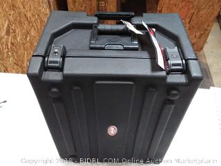 SKB Cases 1SKB19-RSF4U Roto-Molded 4U Studio Flyer Rack Case, Rack Space for Recording Gear, 21.5" x 15.5" Surface for Laptops or LCD Screens, Rotomolded, 8 Adjustable Cleats, 4 in-line Wheels
