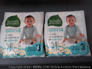 Seventh Generation Baby Diapers, Free and Clear for Sensitive Skin, Size 3, 31 Count, 2 Pack