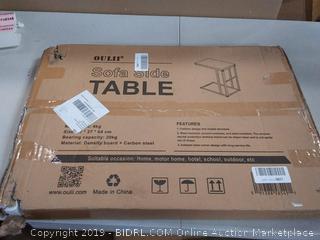 Sofa Side End Table C Table for Small Space, Snack Table with Wood Finish and Steel Construction