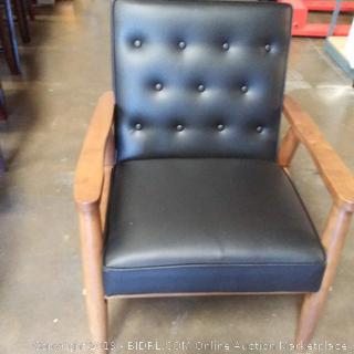 Baxton Studio Sorrento Mid-Century Retro Modern Faux Leather Upholstered Wooden Lounge Chair, Black (Online $143.18)