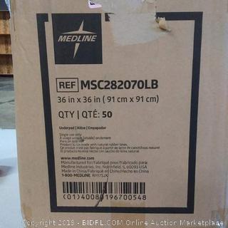 Medline Heavy Absorbency 36" x 36" Quilted Fluff and Polymer Disposable Underpads, 50 Per Case, Great Protection for Beds, Furniture, Surfaces