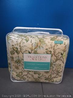 Traditions by Waverly Felicite 104-Inch by 88-Inch 6-Piece King Comforter Collection, Mineral
