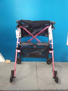 Stander EZ Fold-N-Go Rollator Regal Rose Lightweight Portable Folding Four-Wheeled Rolling Walker for Seniors, Compact Travel Seat, 6" Swivel Wheels, Locking Brakes, 15 lbs, Supports 250 lbs