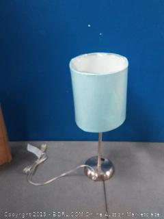 Limelights LT2024-AQU Stick Lamp with Charging Outlet and Fabric Shade, Aqua (lampshade is a little bent)