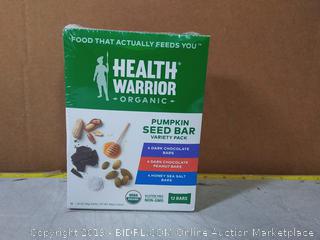 Health Warrior Organic Pumpkin Seed Protein Bars, Variety Pack, 8g Plant Protein, Gluten Free, Certified Organic, 12 Count