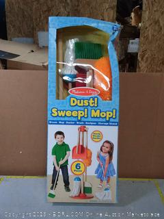 Melissa & Doug, Lets Play House! Dust! Sweep! Mop! Pretend Play Set (6-piece, Kid-Sized with Housekeeping Broom, Mop, Duster and Organizing Stand for Skill- and Confidence-Building)