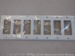 Leviton 80407-W 7-Gang Decora/GFCI Device Decora Wallplate, Painted Metal, Device Mount, White