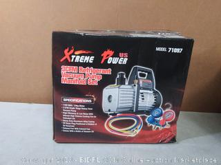 XtremepowerUS 3CFM 1/4HP Air Vacuum Pump HVAC R134a R12 R22 R410a A/C Refrigeration Kit AC Manifold Gauge Carrying Tote(Factory Sealed) Online $127
