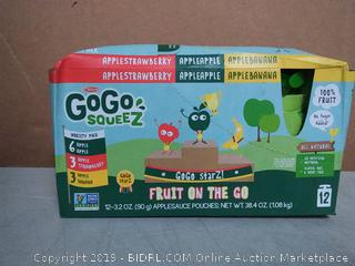 GoGo squeeZ Applesauce on the Go, Variety Pack (Apple/Banana/Strawberry), 3.2 Ounce (12 Pouches), Gluten Free, Vegan Friendly, Healthy Snacks, Unsweetened Applesauce, Recloseable, BPA Free Pouches