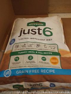 Rachael Ray Nutrish Just 6 Limited Ingredient Diet, Turkey Meal & Pea Recipe Dry Dog Food, 24 Pounds, Grain Free