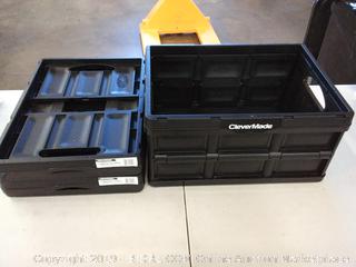 Clevercrates 32L Collapsible Storage Crate Black 3 Pack ( 2 in perfect condition 1 has small crack but is still useable)