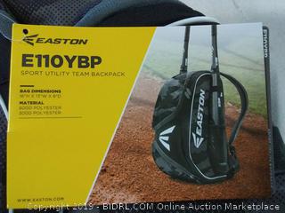EASTON E110YBP Youth Bat & Equipment Backpack Bag Baseball Softball 2019 Black 2 Bat Sleeves Smart Gear Storage Valuables Pocket Rubberized Zipper Pulls Fence Hook