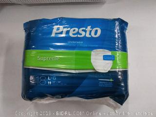 Presto Supreme Classic Protective Underwear Large 45" - 58" Maxiumum Absorbency (18/package)