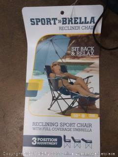 Sport-Brella 3-Position Recliner Chair with Removable Umbrella and Footrest, Midnight Blue