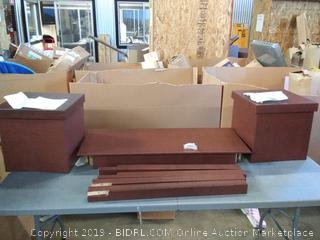 Instant Mosaic 50108 Brown Watercolors Leatherette Console and 2 Matching Storage Ottomans
