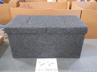 Otto & Ben 30" Storage Ottoman - Folding Toy Box Chest with SMART LIFT Top, Linen Fabric Ottomans Bench Foot Rest for Bedroom, Dark Grey