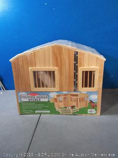 melissa & doug folding wooden horse stable dollhouse with fence