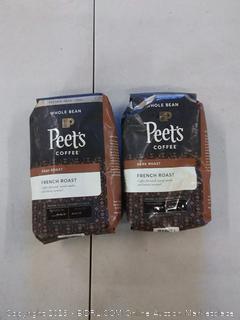 2 BAGS Peet's Coffee French Roast Dark Roast Whole Bean Coffee, 20 Ounce Bag Peetnik Value Pack