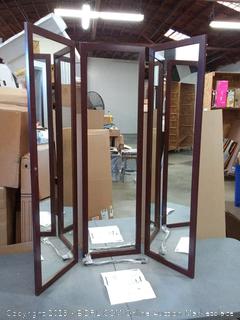 Mirrotek 3VU1448CH Triple View Professional Over The Door Dressing Mirror, Cherry (Online $104.99)
