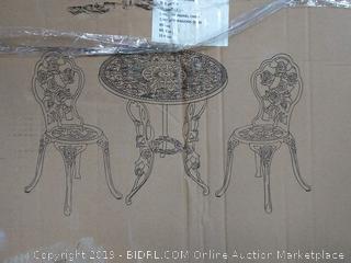 Oakland Living 3-Piece Rose Bistro Set with 23.5-Inch Cast Aluminum Top Table, Antique Bronze (Online $119.20)