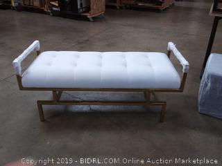 Iconic Home Bruno PU Leather Modern Contemporary Tufted Goldtone Metal Leg Bench, White (Online $346.97)