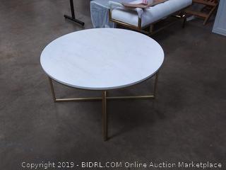 WE Furniture Modern Round Coffee Accent Table Living Room, 36", Faux White Marble, Gold (Online $129.86)