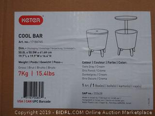 Keter 7.5-Gal Cool Bar Modern Smooth Style with Legs Outdoor Patio Pool Cooler Table, Grey