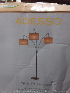 Adesso 4238-26 Trinity Arc Floor Lamp Antique Bronze Finish, Beige Burlap Lamp. Home Decor Lamps and Light Fixtures, 82"