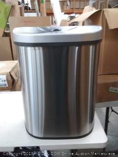 NINESTARS Automatic Touchless Infrared Motion Sensor Trash Can/Recycler with D Shape Silver/Black Lid & Stainless Base, 18 Gal, Stainless Steel