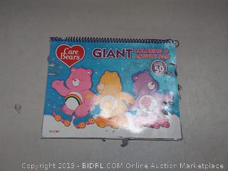 Care Bear giant spiral-bound 80-page coloring and activity floor pad( front cover has hole some stickers missing)