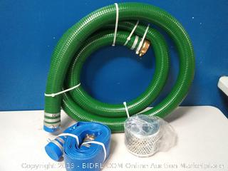 JGB Enterprises Eagle Hose PVC/Aluminum Water/Trash Pump Hose Kit, 3" Green Suction Hose Coupled M x F WS, 3" Blue Discharge Hose Coupled M x F WS, 29 Vacuum Rating, 70 PSI Maximum Temperature, 25' Length, 3 ID