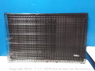 New World 48" Double Door Folding Metal Dog Crate, Includes Leak-Proof Plastic Tray; Dog Crate Measures 48L x 30W x 33H Inches(side dented)