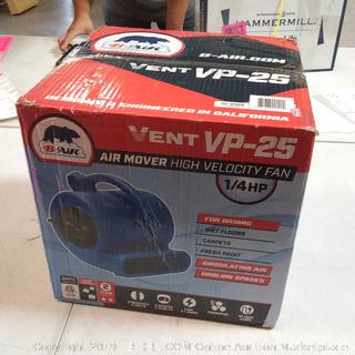 B-Air VP-25 1/4 HP 900 CFM Air Mover for Water Damage Restoration Equipment Carpet Dryer Floor Blower Fan Home and Plumbing Use, Blue