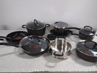 T-fal E765SH Ultimate Hard Anodized Nonstick 17 Piece Cookware Set, 17PC, Black (online $178)