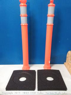 Cortina EZ Grab Delineator 45" Post, 3" Hip Collars with 10 lb Base, 03-747RBC-2, Orange, 2 Pack