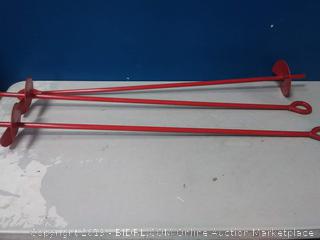 MTB 48" Auger Earth Anchor 6" W Helix, 18mm Rod, Painted red, Guying Tents Fencing Canopies, Pack of 4,Ground Anchor,Eye Anchor