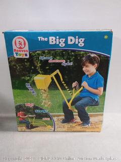 Reeves International The Big Dig Sandbox Digger Excavator Crane with 360degree Rotation with Base, Great for Sand, Dirt and Snow, Steel Outdoor Play Toy