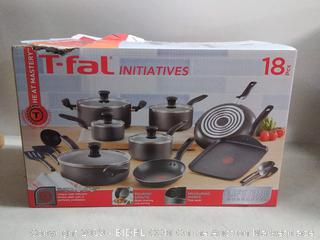 T-fal B208SI64 Initiatives Nonstick Inside and Out Dishwasher Safe Oven Safe Cookware Set, 18-Piece, Charcoal