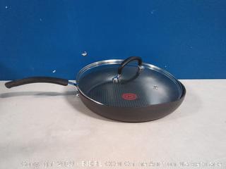 T-fal E76507 Ultimate Hard Anodized Nonstick 12 Inch Fry Pan with Lid, Dishwasher Safe Frying Pan, Black(rim bent)