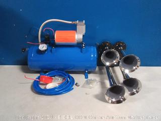 Flow.month 150DB Train Horn - 4 Trumpet Truck Horn Kit with 120PSI Air Compressor and Gauge for vehicles (online $128)