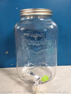 Circleware Sun Tea Mason Jar Glass Beverage Dispenser with Metal Lid Glassware For Water, Juice, Beer, Wine, Liquor, Kombucha Iced Punch and Best Cold Drinks, Classic, Yorkshire Huge 2 Gallon