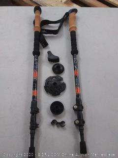 Cascade Mountain Tech Aluminum Adjustable Trekking Poles - Lightweight Quick Lock Walking Or Hiking Stick - 1 Set (2 Poles), Cork Grip