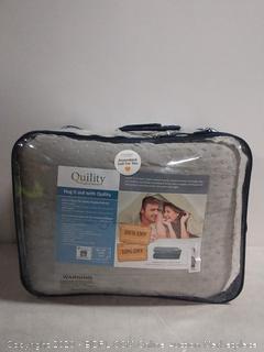 Quility Premium Adult Weighted Blanket & Removable Cover 20 lbs 86"x92" for Individual or Couples Between 120-180 lbs Queen Size Bed Premium Glass Beads Cotton/Minky Grey/Grey (online $113)