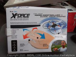 X-Force Motion Controlled Hand Controlled Drone Quadcopter(powers up)(batteries not included)