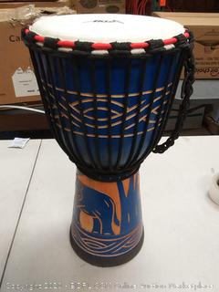 African Drum, Hand-Carved Bongo Congo Djembe Drum 9.5'' x 20'' Mahogany Goatskin Drumhead for Children Starter Beginners(Blue)