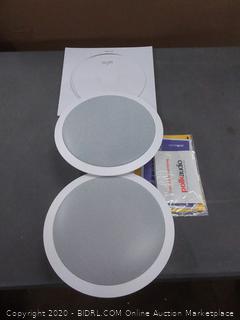 Polk Audio RC80i 2-way Premium In-Ceiling 8" Round Speakers, Set of 2 Perfect for Damp and Humid Indoor/Outdoor Placement - Bath, Kitchen, Covered Porches (White, Paintable Grille)